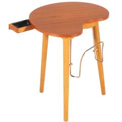 Danish Modern Side Table with Cigar Ashtray and Magazine Rack