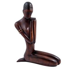 Werkstätte Hagenauer African Woman Figurine, Brass and Precious Wood, circa 1950