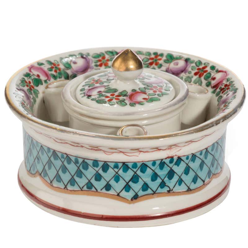 Early 20th Century Art Nouveau German Silver and Glass Inkwell For Sale ...