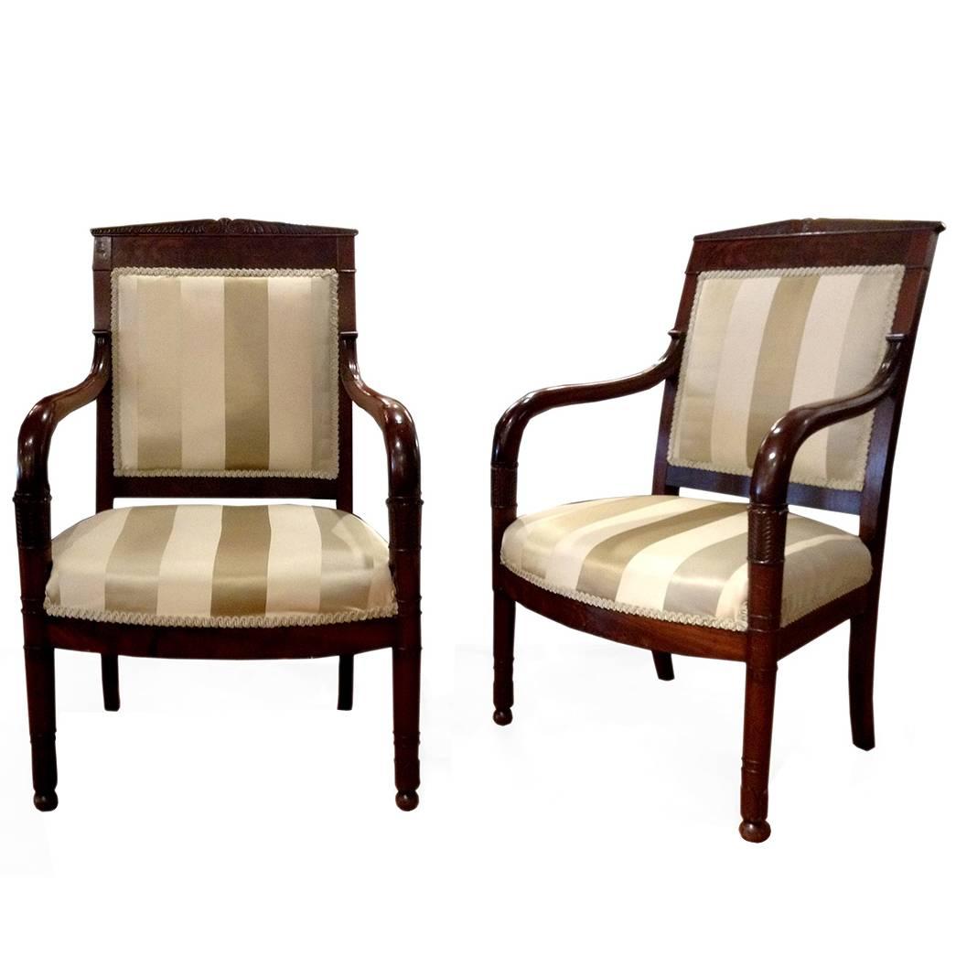Set of Four French Empire Fauteuil Armchairs in the Manner of Jacob Frères