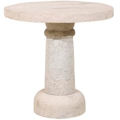 Round Hand-Carved Granite Contemporary Pedestal Table, Indoor/Outdoor
