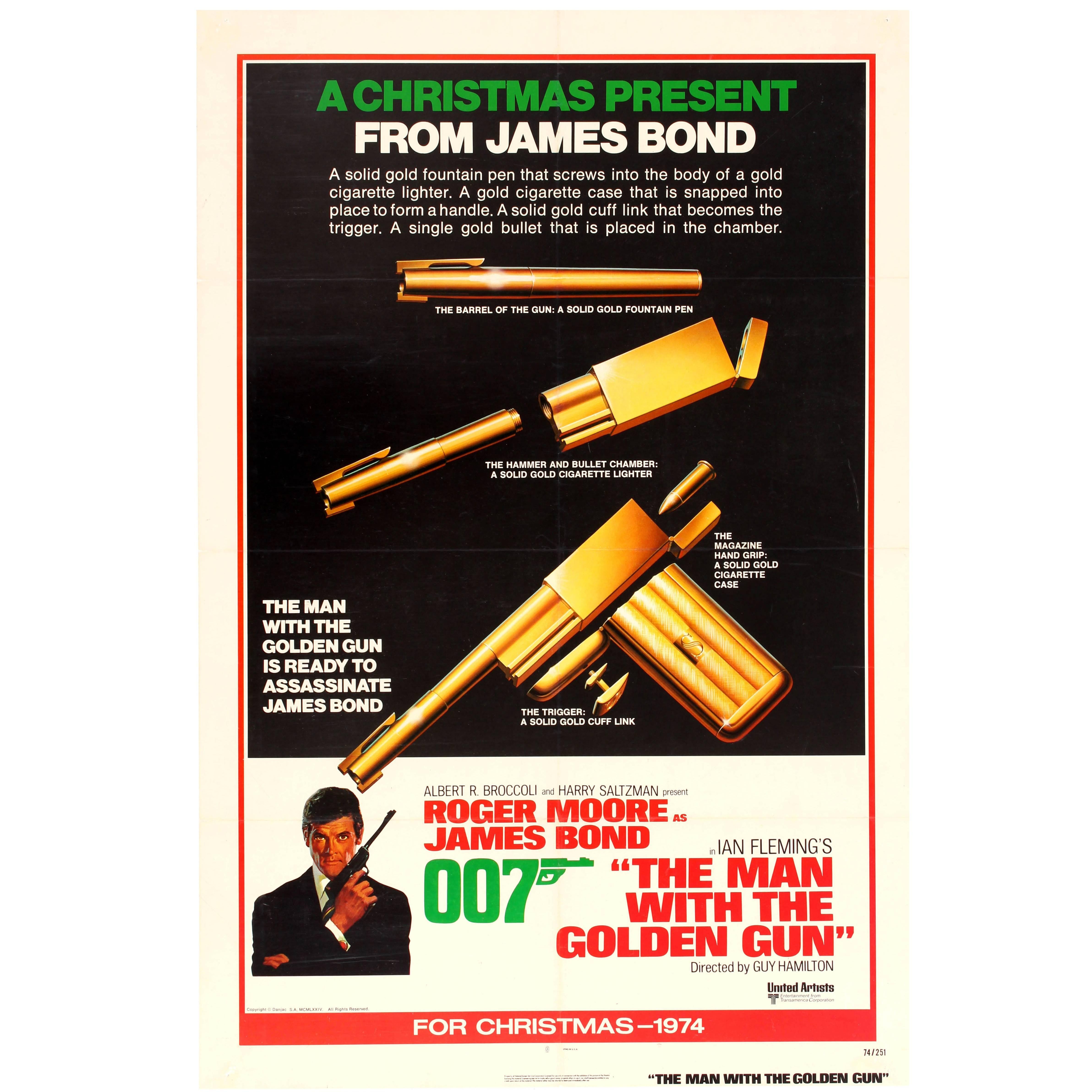 Original 1974 Rare Design James Bond Movie Poster "The Man With The Golden Gun"