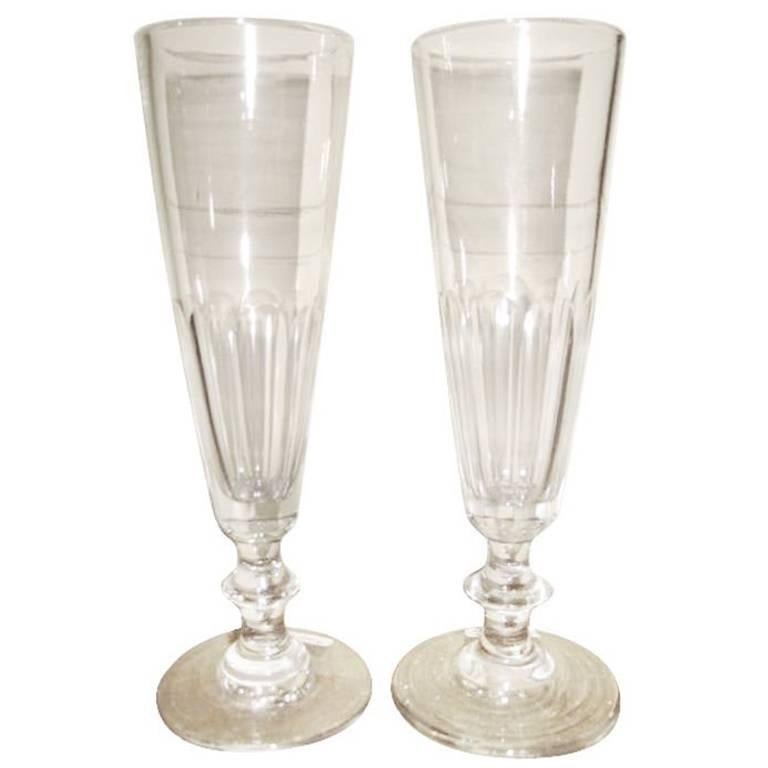 French Handblown Champagne Glasses For Sale