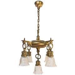 Cast Brass Early American Quetzalcoatl Light Fixture 8