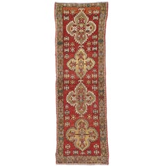 Used Turkish Oushak Runner with Modern Traditional Style, Hallway Runner