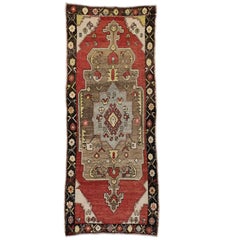 Vintage Turkish Oushak Runner with Modern Tribal Style, Hallway Runner
