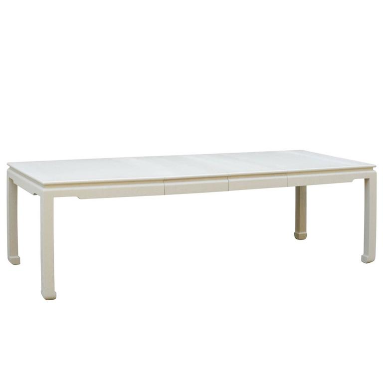Beautiful Vintage Raffia Extension Dining Table In Cream Beautiful Vintage Raffia Extension Dining Table In Cream