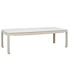 Beautiful Vintage Raffia Extension Dining Table in Cream Lacquer