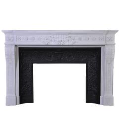 "Juliette Récamier", Louis XVI Style Fireplace in Carrara White P Marble