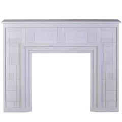 "Composition 1f" Modern Fireplace in Blanc P Marble