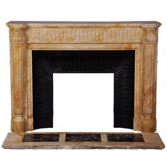 Louis XVI Style Fireplace in Yellow from Siena Marble with Half-Columns