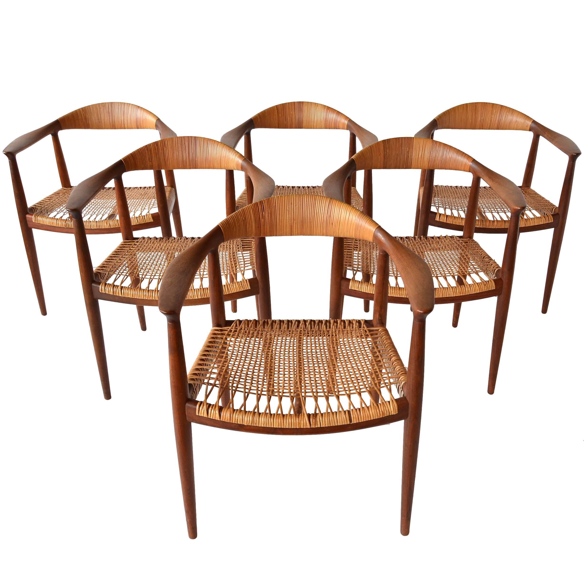 Set of Six Early Caned Armchairs by Hans Wegner