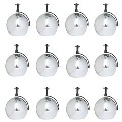 Set of 12 Retro Lightolier Orb Eyeball Chrome Track Lighting Fixtures