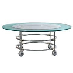 Jay Spectre for Century Chrome and Glass Coffee Table 
