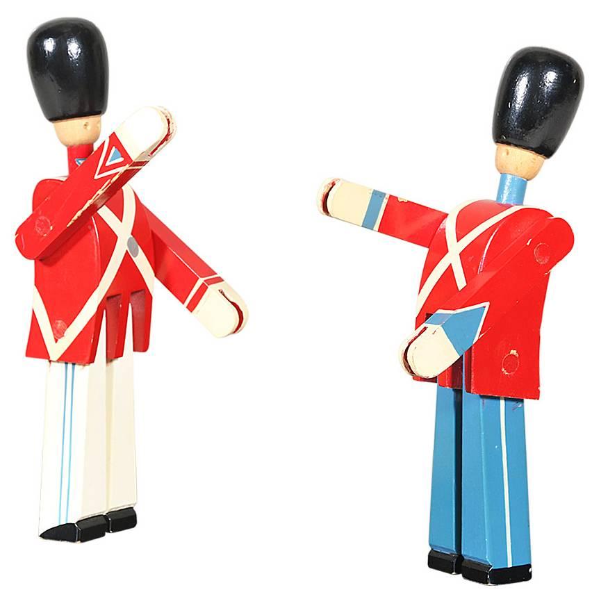 Pair of Vintage Hand-Painted Danish Royal Guard Soldiers by Kay Bojesen