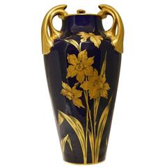 Tall Art Nouveau Style French Ceramic Vase