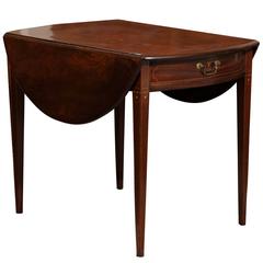Early 19th Century, English Mahogany Pembroke Table with String Inlay and Drawer