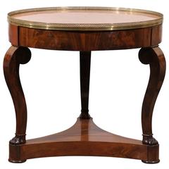 19th Century Empire Mahogany Centre Table with Marble Top, Gallery and Paw Feet