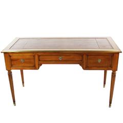 19th Century Desk, France, Cherry Wood, Leather Writing Surface, Restored Cond