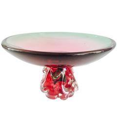 Vintage Murano-Style Art Glass Pedestal Bowl