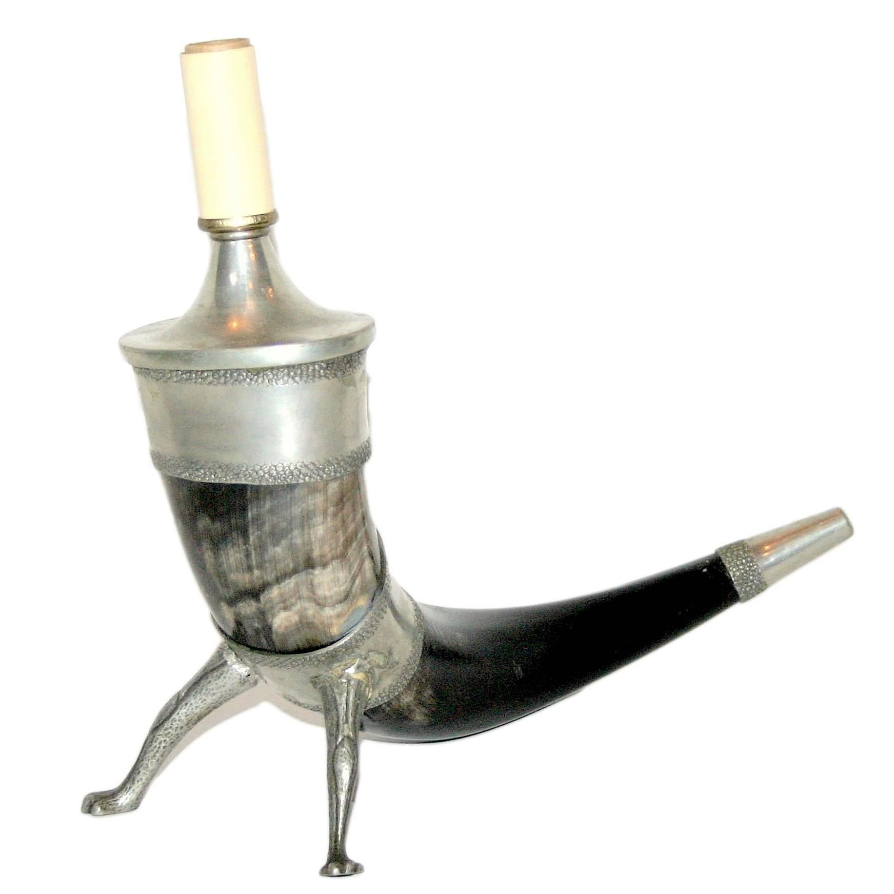 Horn Hunting Trophy Mounted as Lamp For Sale