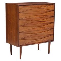 Brazilian Rosewood Chest of Drawers, Six Drawers in Front, Curved Handles