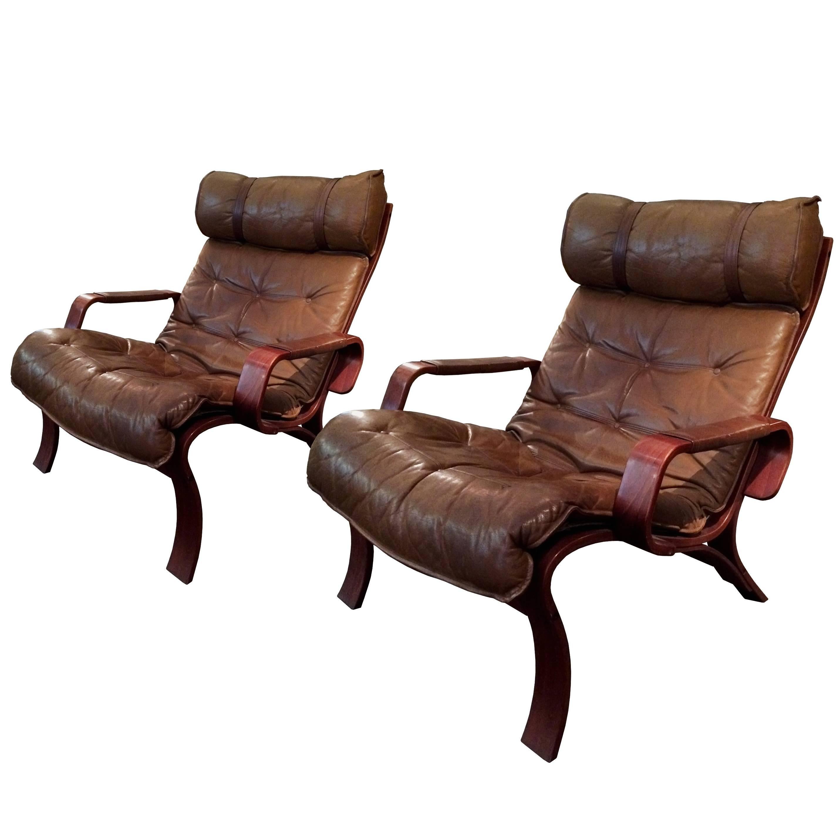 Pair of Armchairs by Ingmar Relling For Sale