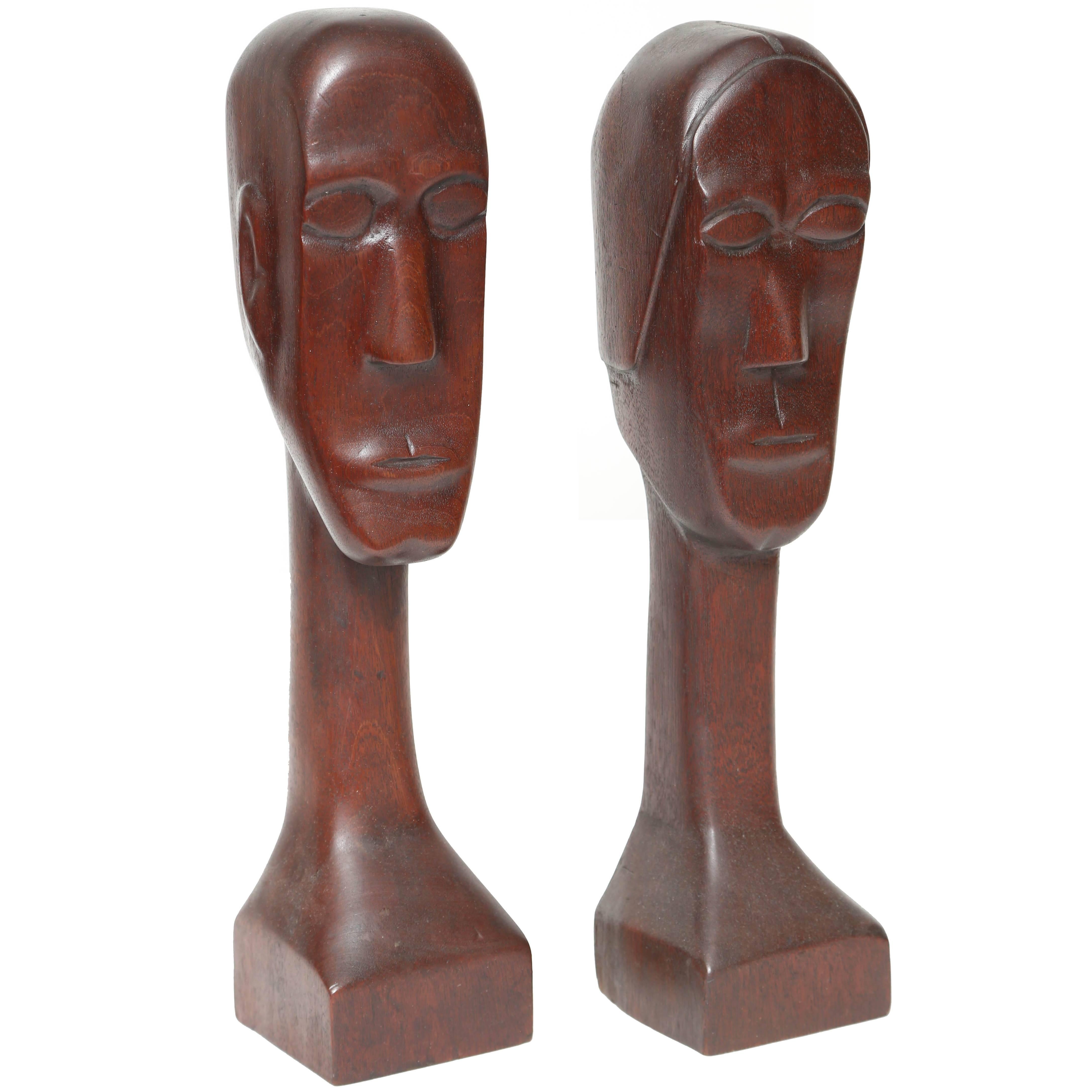 Mid-Century Modern Sculptural Primitive Folk Art Carved Wood Figures Zinzow 1969 For Sale