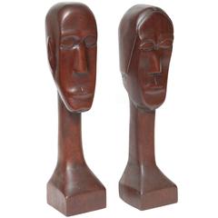 Mid-Century Modern Sculptural Primitive Folk Art Carved Wood Figures Zinzow 1969