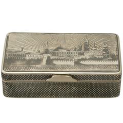 1880s Russian Silver and Niello Enamel Box