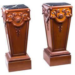 Retro Pair of Adam Style Marble-Top Pedestals