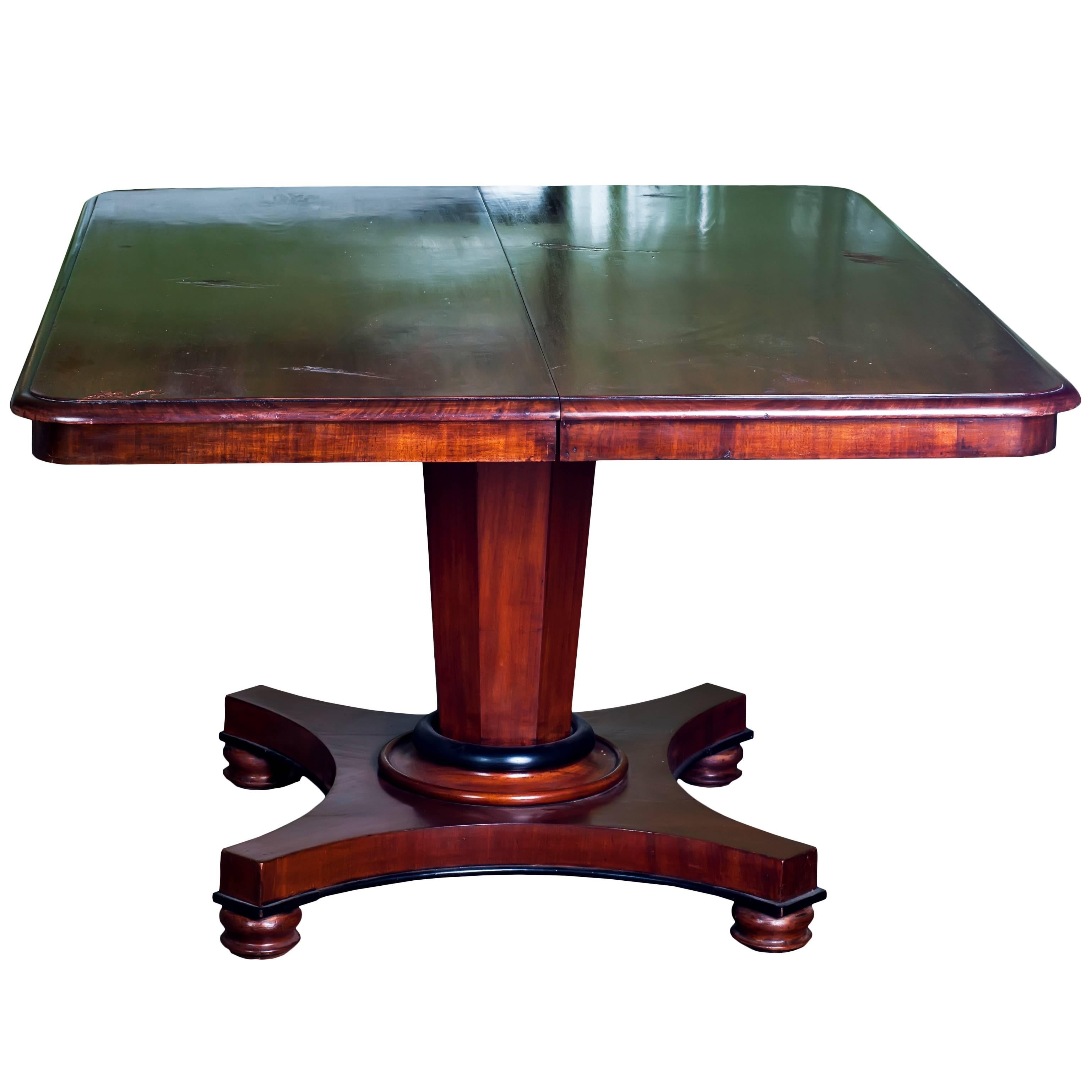 Antique Regency Pedestal Dining Table with One Leaf For Sale
