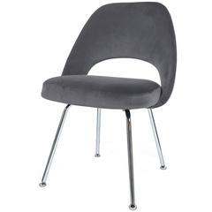 Saarinen Executive Armless Chair in Gunmetal Grey Velvet 4
