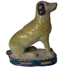 19th Century French Faience Dog Figurine