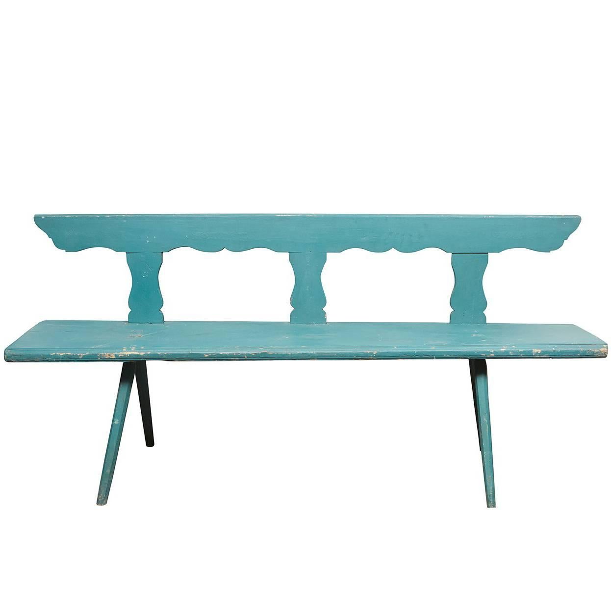 Painted Bavarian Pine Bench