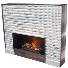 "Origami" Minimalist Contemporary Fireplace in Lila Marble 9