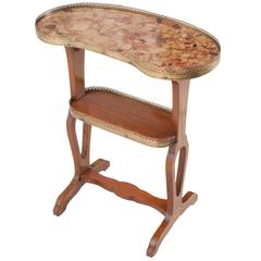 French Two-Tier Marble-Top Table with Brass Gallery 12