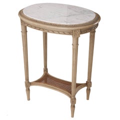 French 19th Century Louis XVI Painted Oval Table with Marble Top