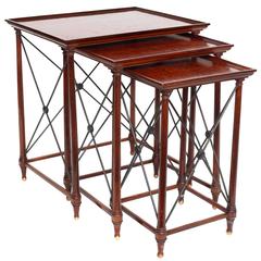 Antique Set of Three 'Anciens Etablissements Alban Chambon' Art Deco Nesting Tables