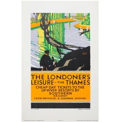 Used Original 1926 Southern Railway Poster - The Londoner's Leisure Thames Resorts