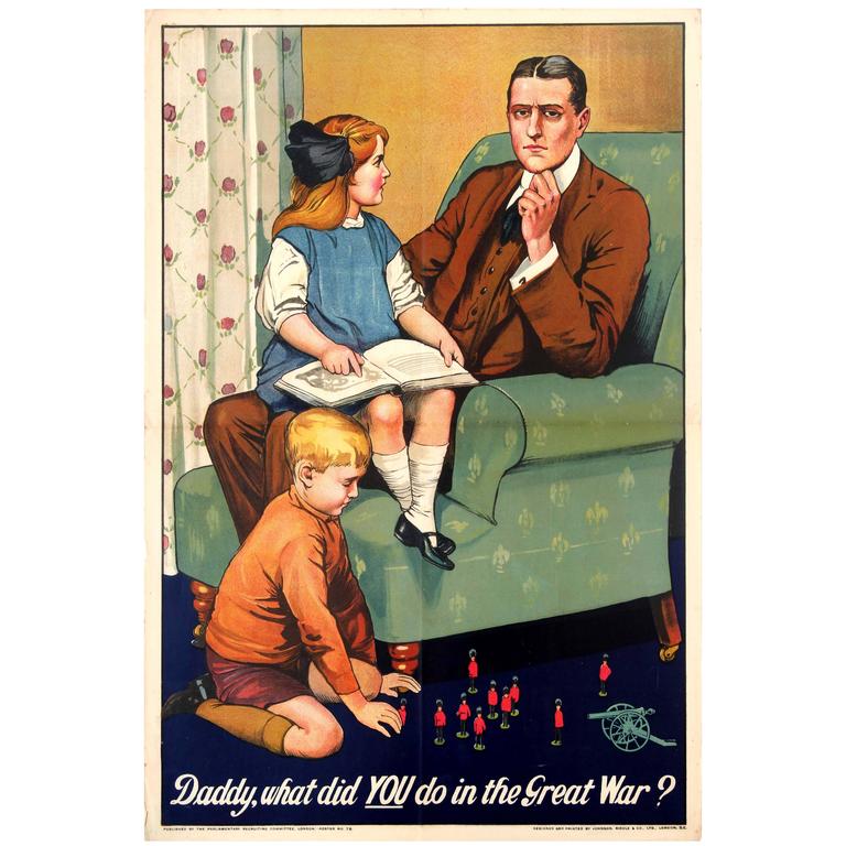 Original Vintage 1917 World War I Propaganda Poster "Britishers You're ...
