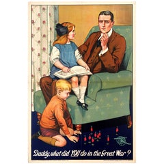 Original World War One Propaganda Poster, Daddy What Did YOU Do in the Great War
