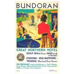 Original GNRI Travel Poster: Bundoran Great Northern Hotel for Golf Tennis Etc
