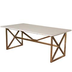 Bronze and Limestone Maison Jansen Style Console or Center Table