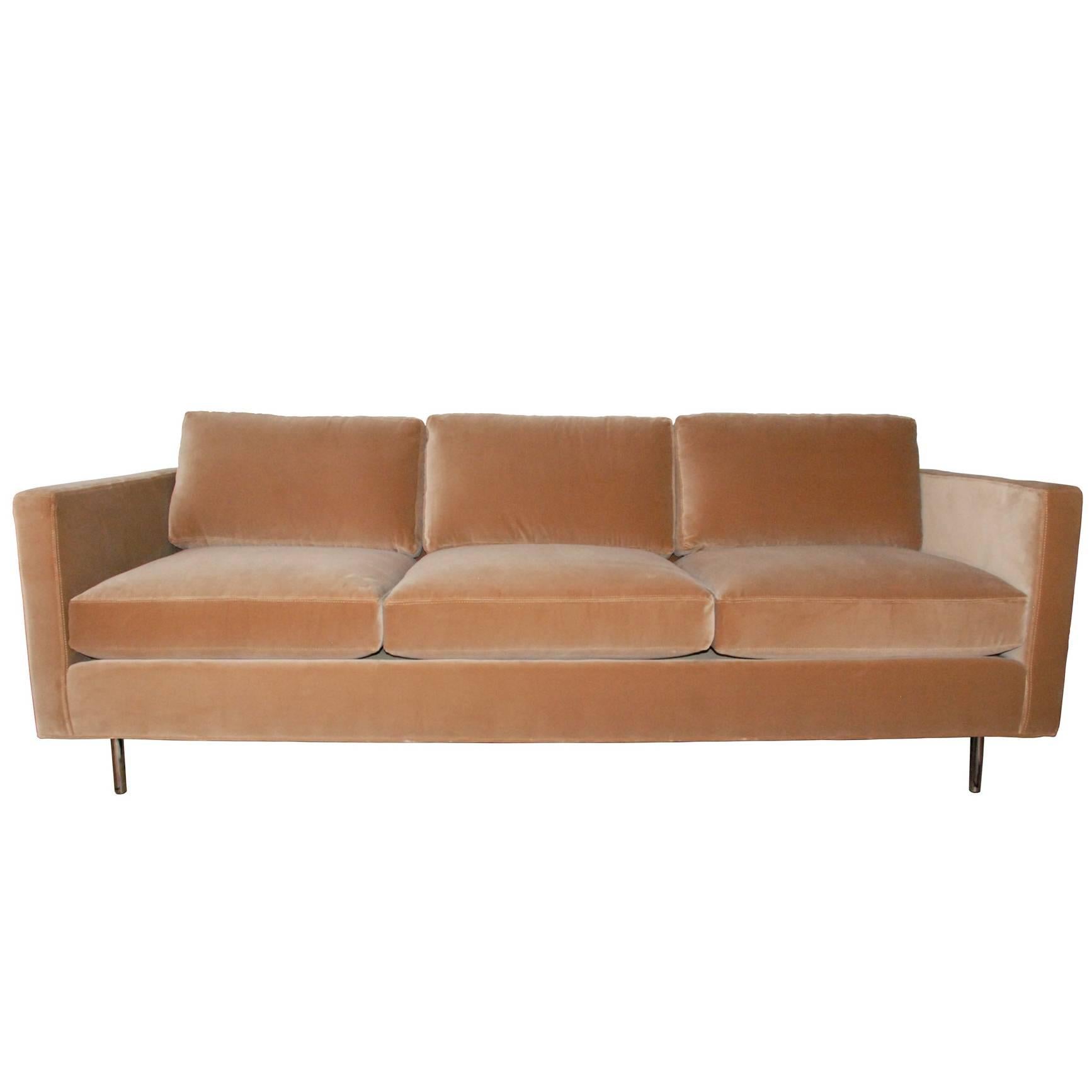 Camel colored velvet sofa Clearance