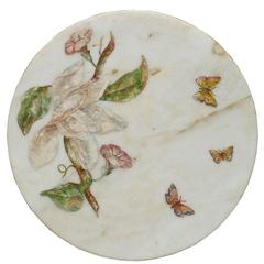 Vintage Lazy Susan of Etched Italian Marble