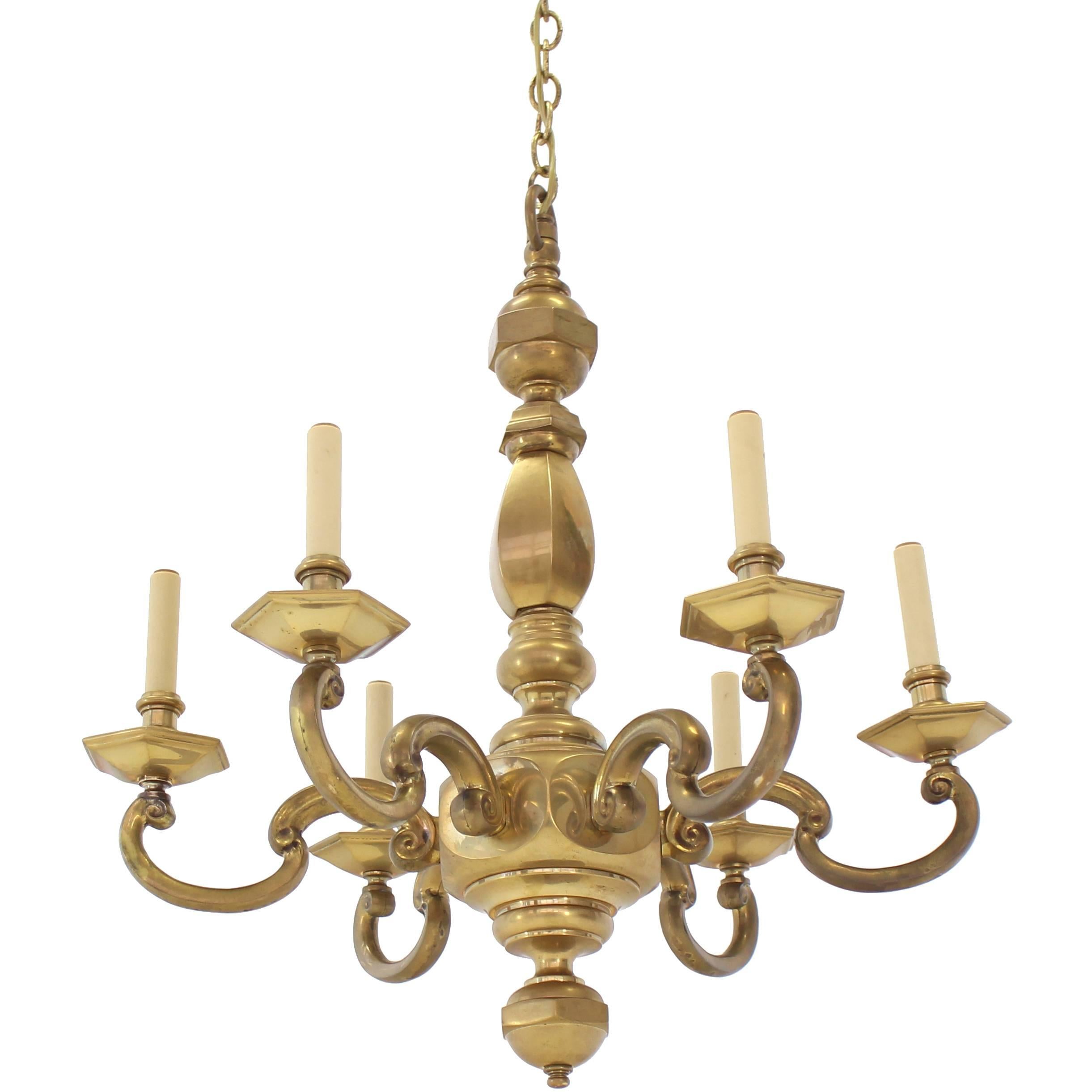 Heavy Solid Brass Light Fixture by Chapman For Sale