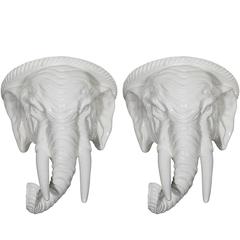 Ceramic Elephant Wall Shelves, Pair