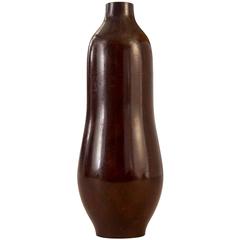 A Japanese Red Patinated Bronze Vase Shaped Like a Bottle