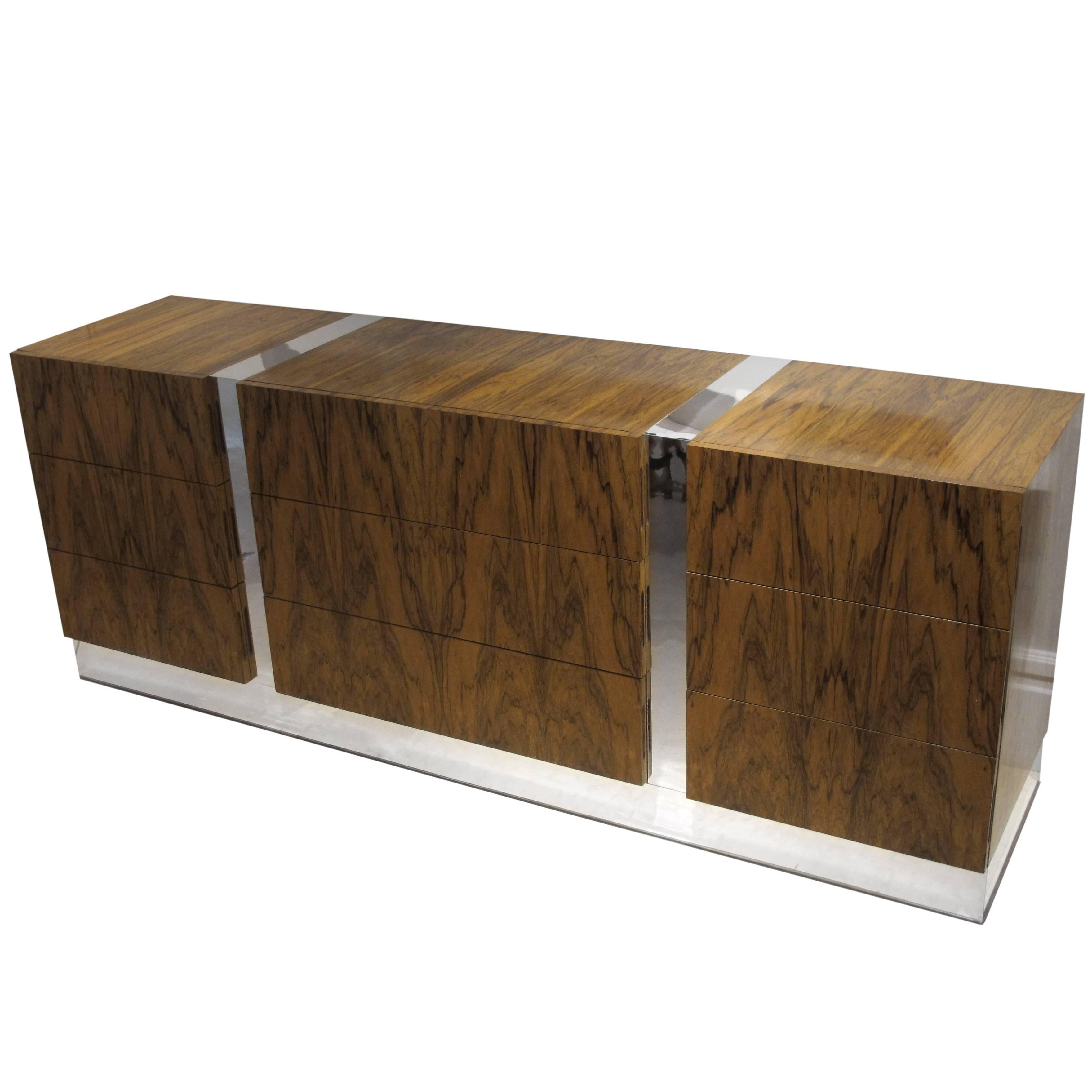 Sideboard in Zebra Wood by Milo Baughman For Sale